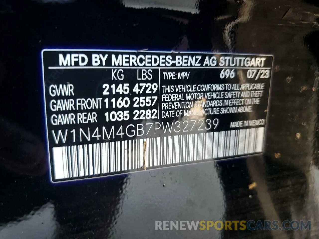 14 Фотография поврежденного автомобиля W1N4M4GB7PW327239 MERCEDES-BENZ GLB-CLASS 2023