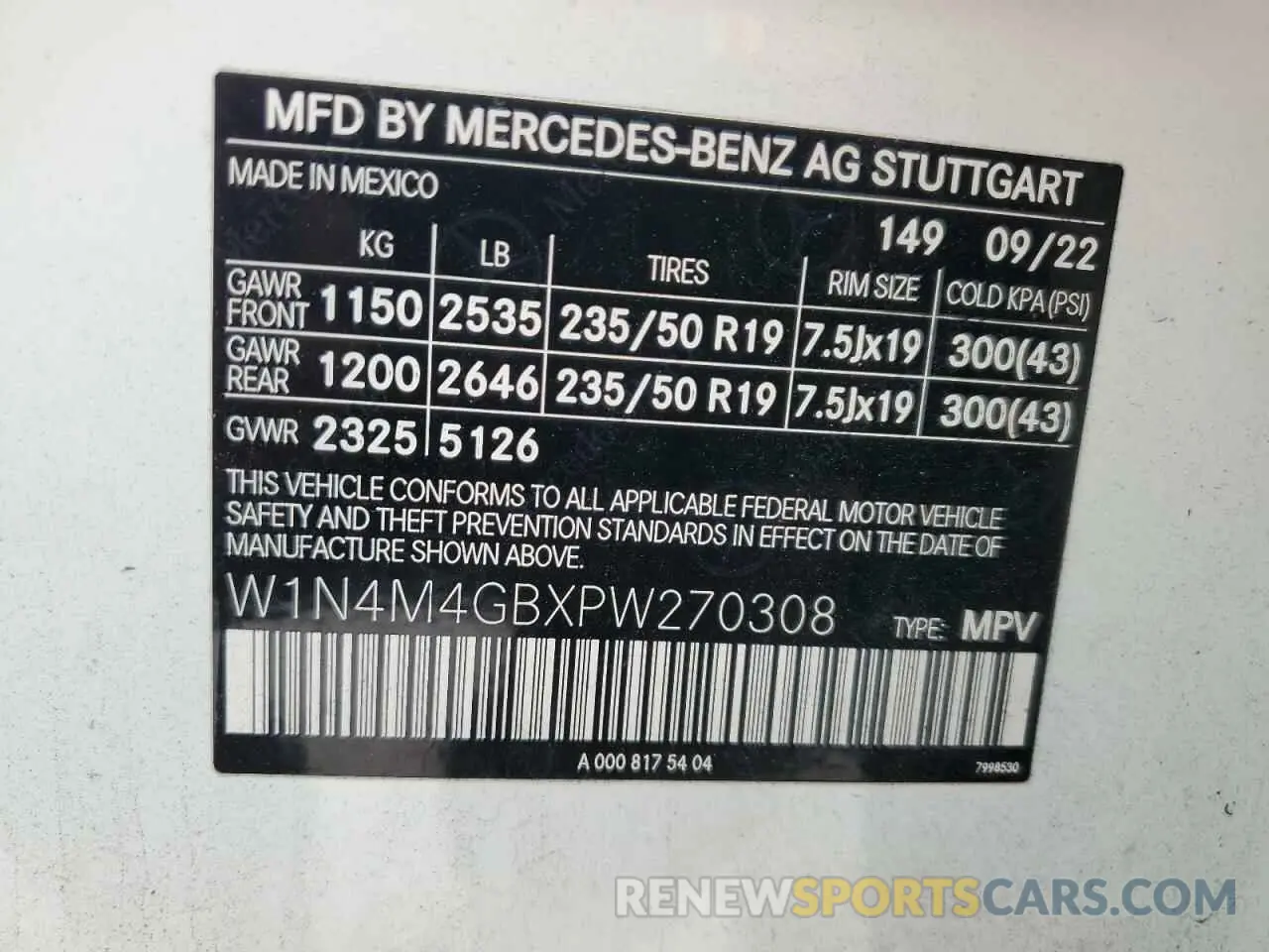 14 Photograph of a damaged car W1N4M4GBXPW270308 MERCEDES-BENZ GLB-CLASS 2023