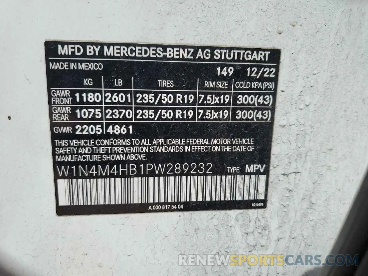 15 Фотография поврежденного автомобиля W1N4M4HB1PW289232 MERCEDES-BENZ GLB-CLASS 2023