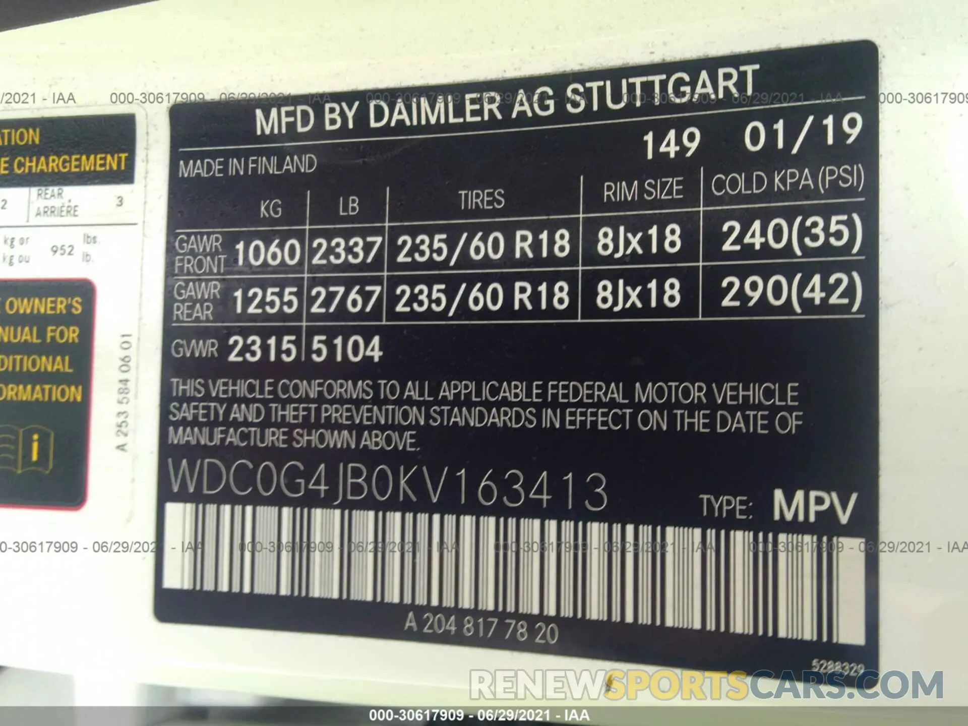 9 Photograph of a damaged car WDC0G4JB0KV163413 MERCEDES-BENZ GLC 2019