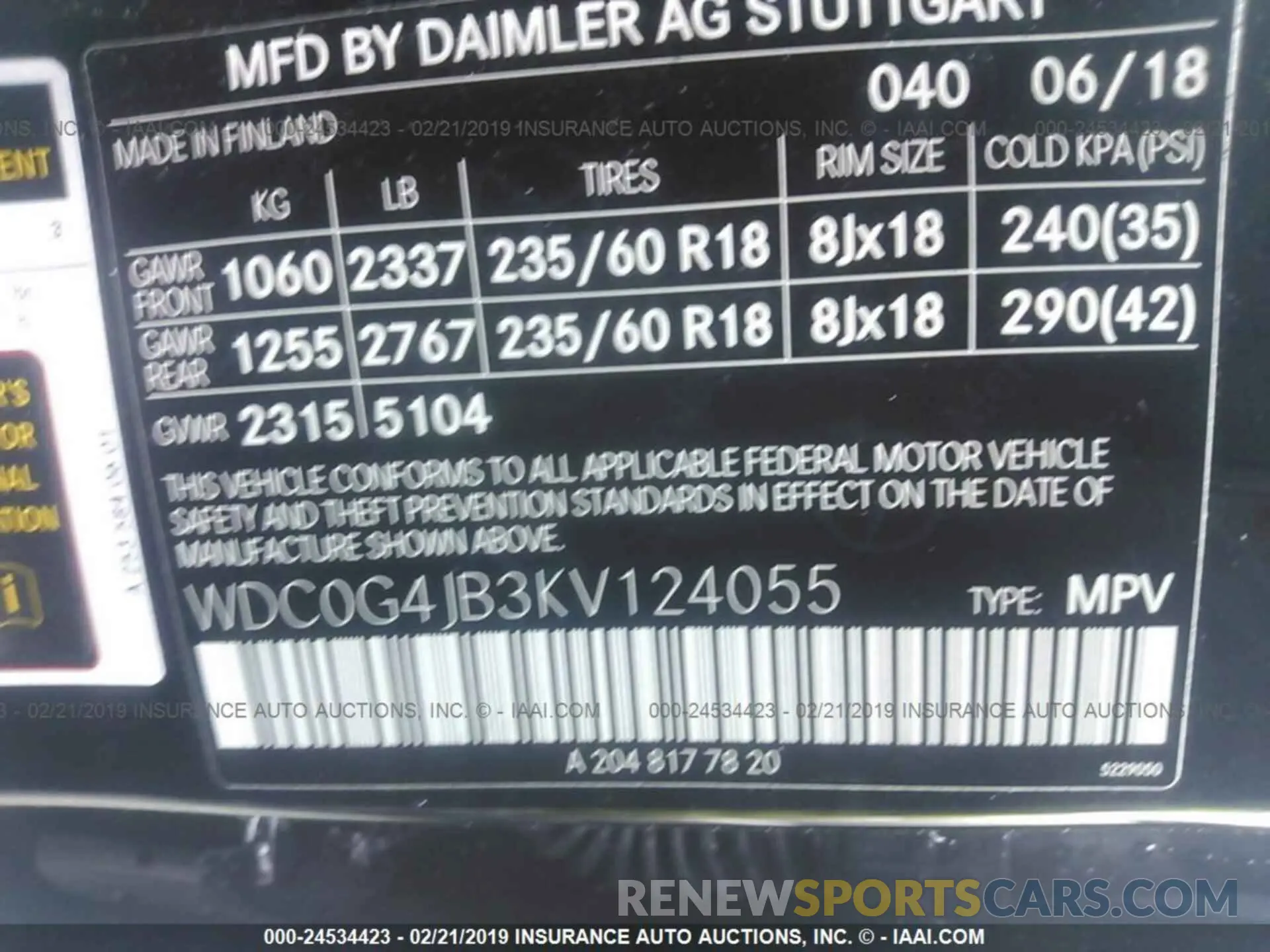 9 Photograph of a damaged car WDC0G4JB3KV124055 MERCEDES-BENZ GLC 2019
