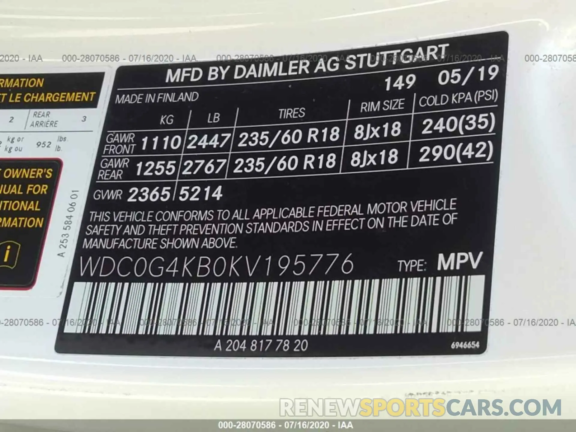 9 Photograph of a damaged car WDC0G4KB0KV195776 MERCEDES-BENZ GLC 2019