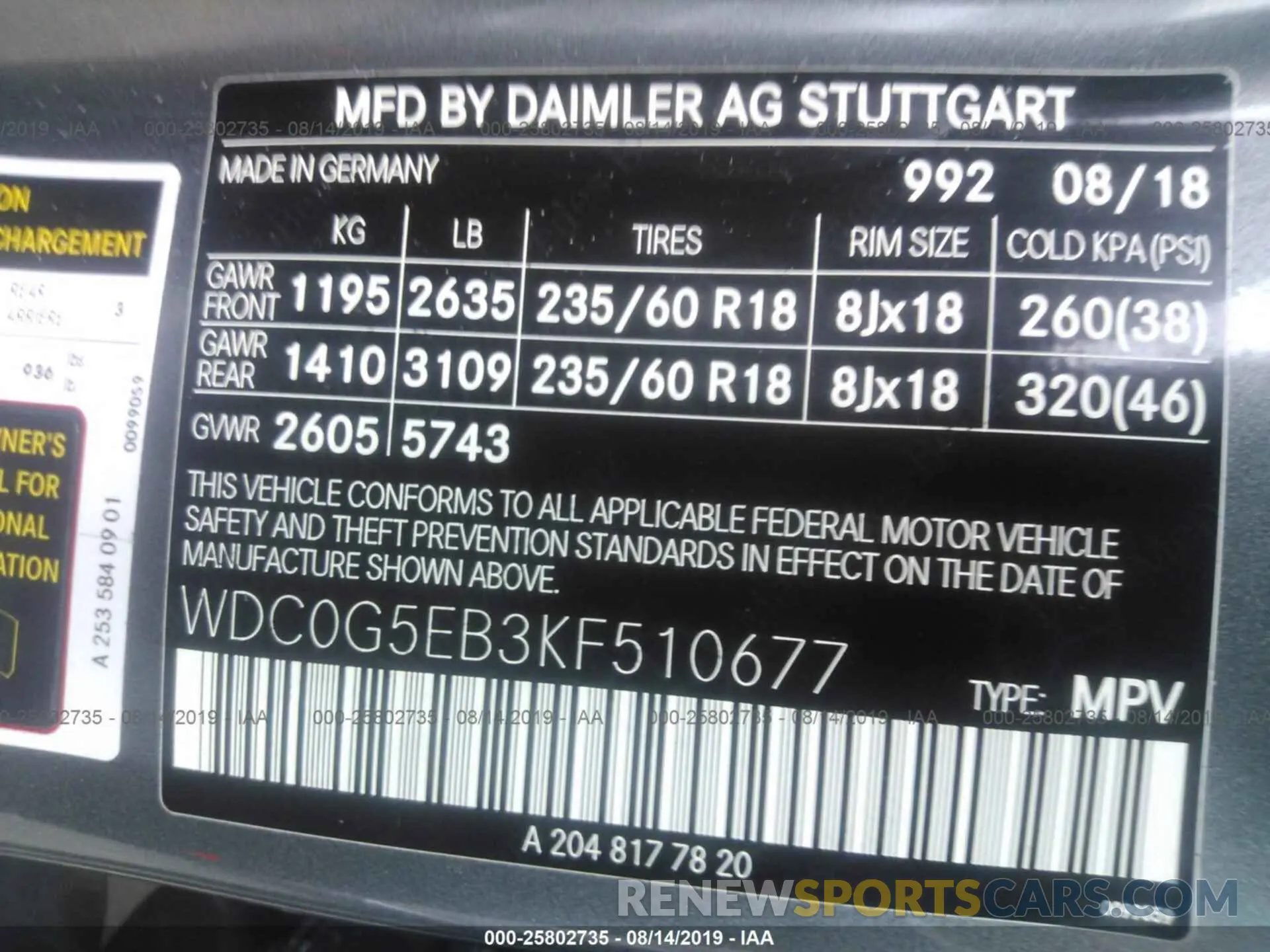 9 Photograph of a damaged car WDC0G5EB3KF510677 MERCEDES-BENZ GLC 2019