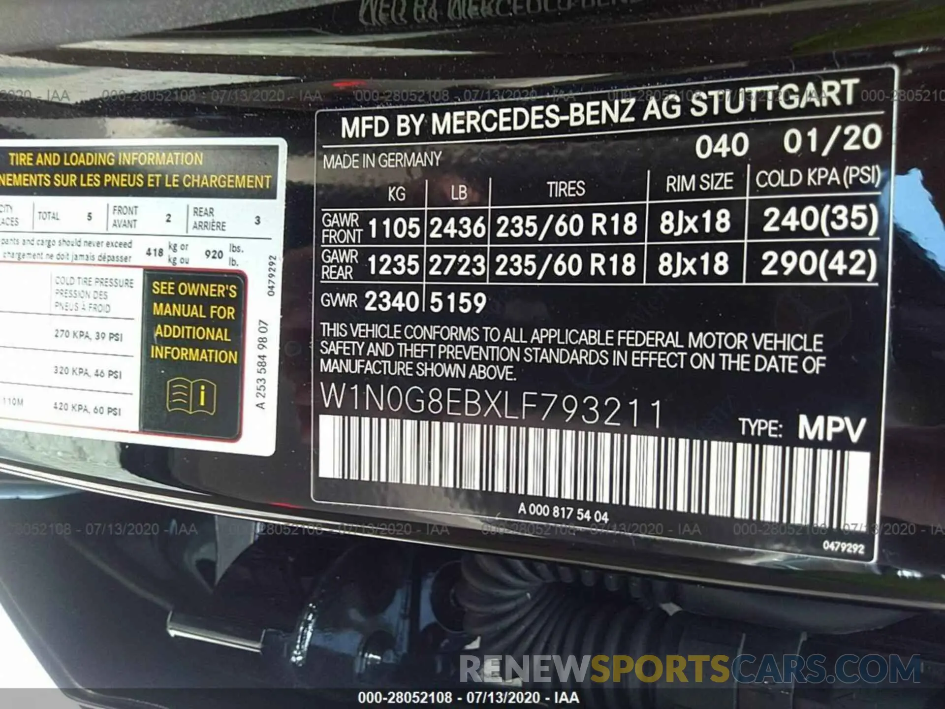 9 Photograph of a damaged car W1N0G8EBXLF793211 MERCEDES-BENZ GLC 2020