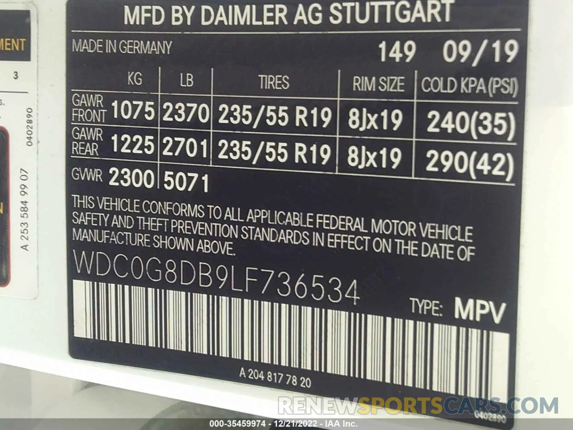 9 Photograph of a damaged car WDC0G8DB9LF736534 MERCEDES-BENZ GLC 2020