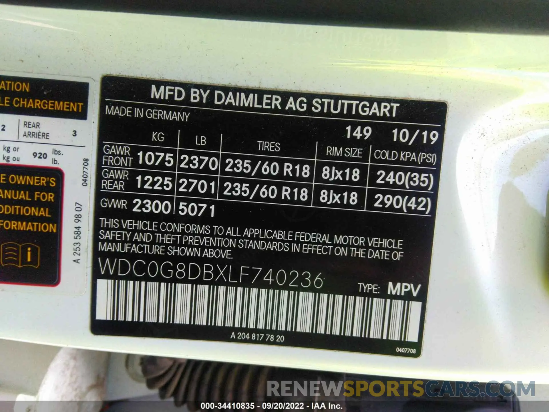 9 Фотография поврежденного автомобиля WDC0G8DBXLF740236 MERCEDES-BENZ GLC 2020