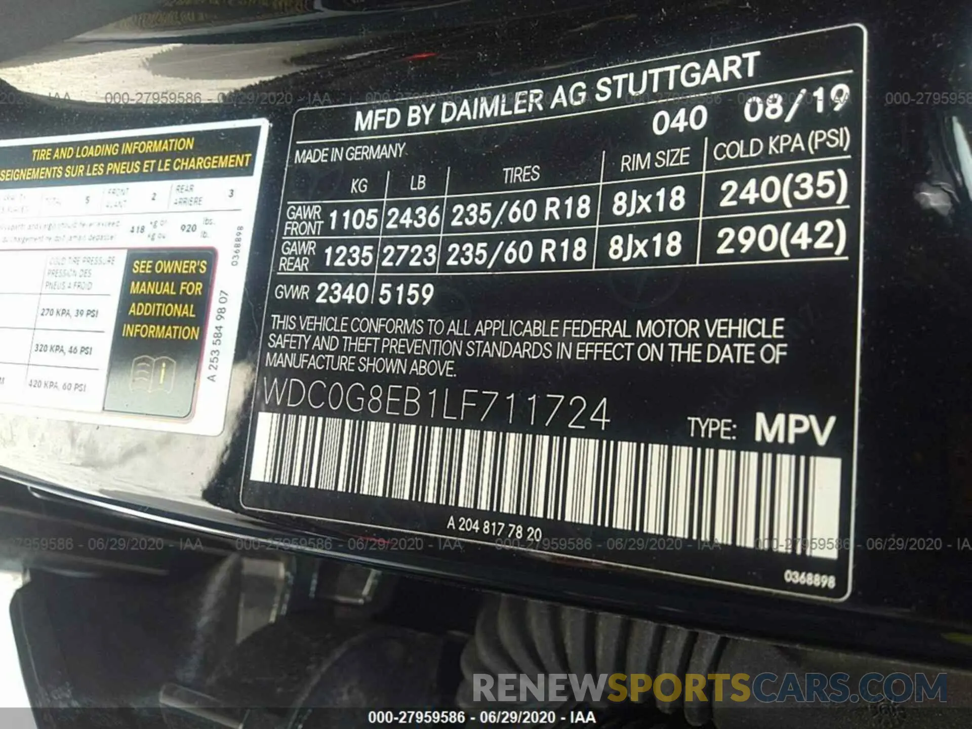 9 Photograph of a damaged car WDC0G8EB1LF711724 MERCEDES-BENZ GLC 2020