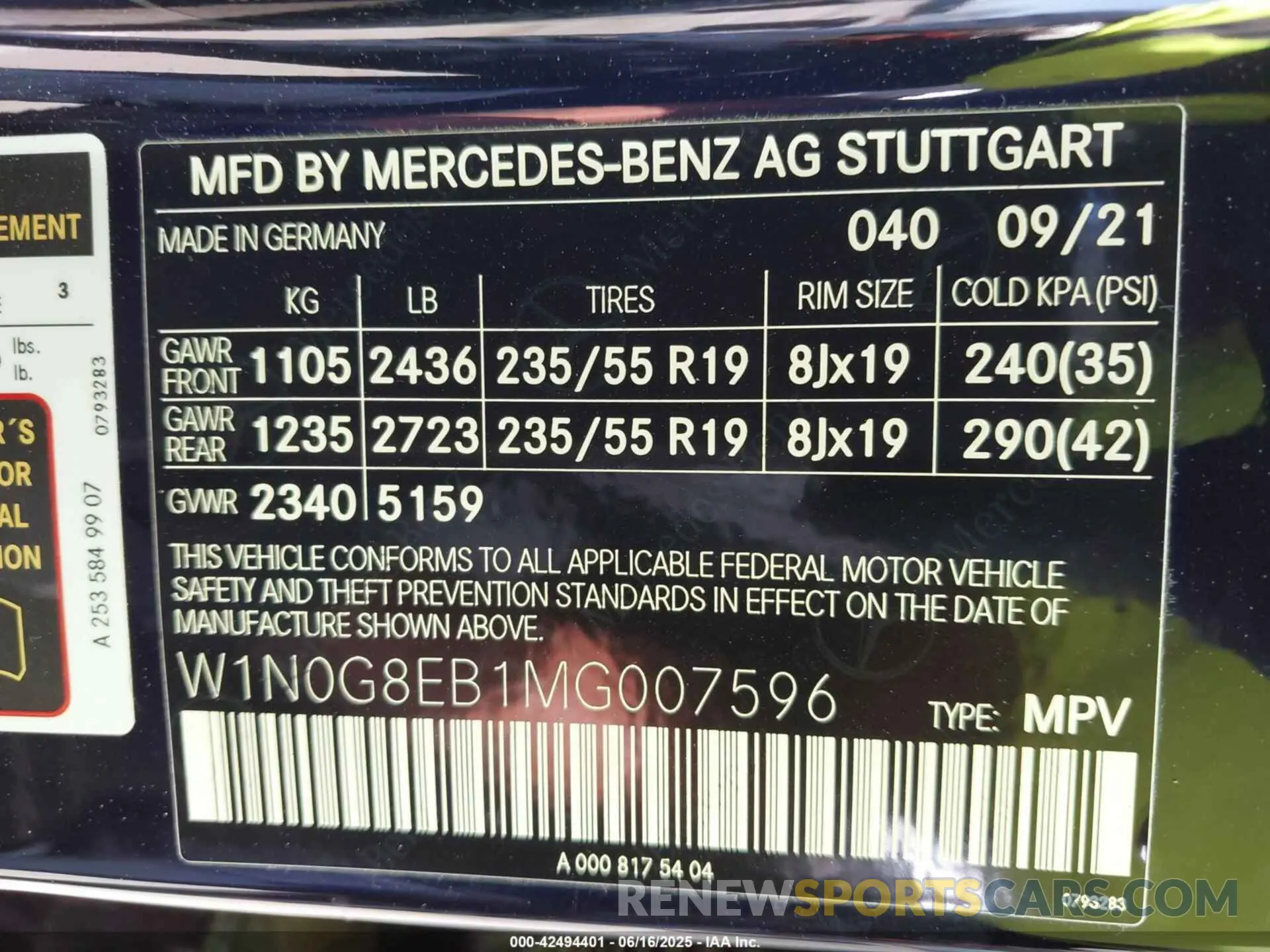 9 Photograph of a damaged car W1N0G8EB1MG007596 MERCEDES-BENZ GLC 2021