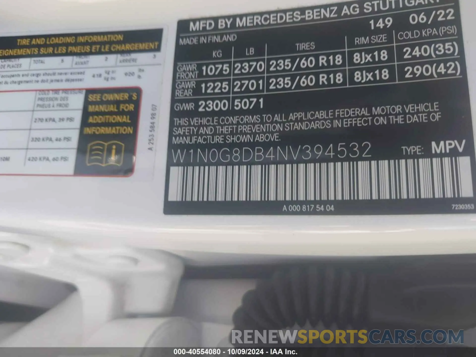 9 Фотография поврежденного автомобиля w1n0g8db4nv394532 MERCEDES-BENZ GLC 2022