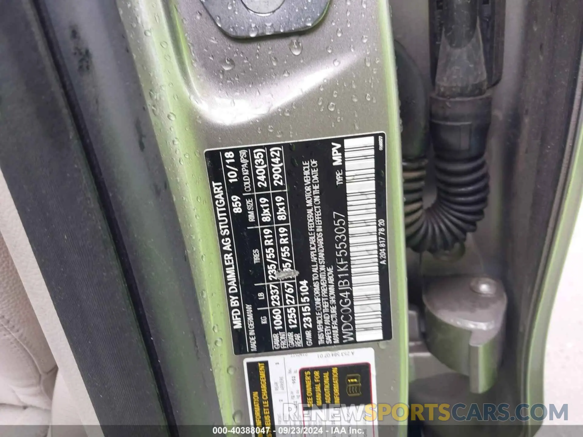 9 Photograph of a damaged car WDC0G4JB1KF553057 MERCEDES-BENZ GLC 300 2019