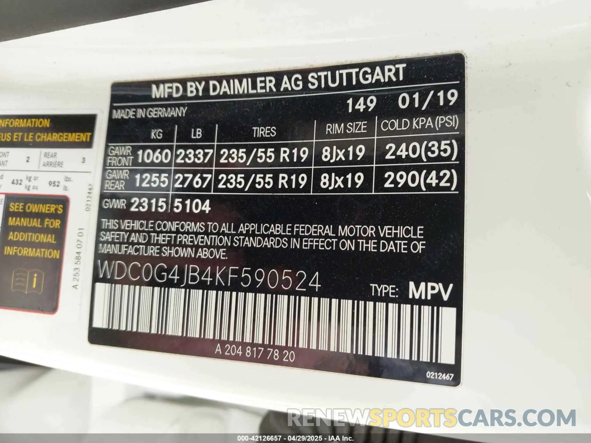 9 Photograph of a damaged car WDC0G4JB4KF590524 MERCEDES-BENZ GLC 300 2019