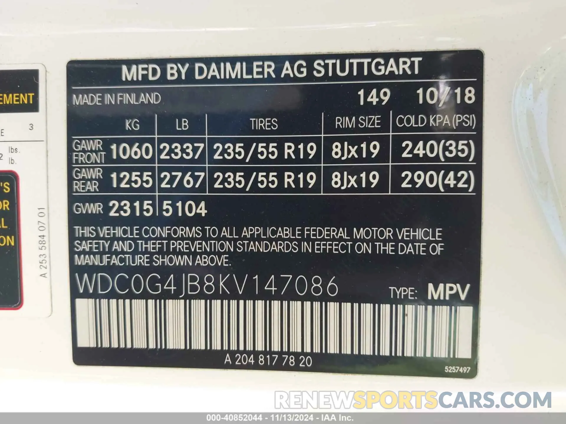 9 Photograph of a damaged car WDC0G4JB8KV147086 MERCEDES-BENZ GLC 300 2019