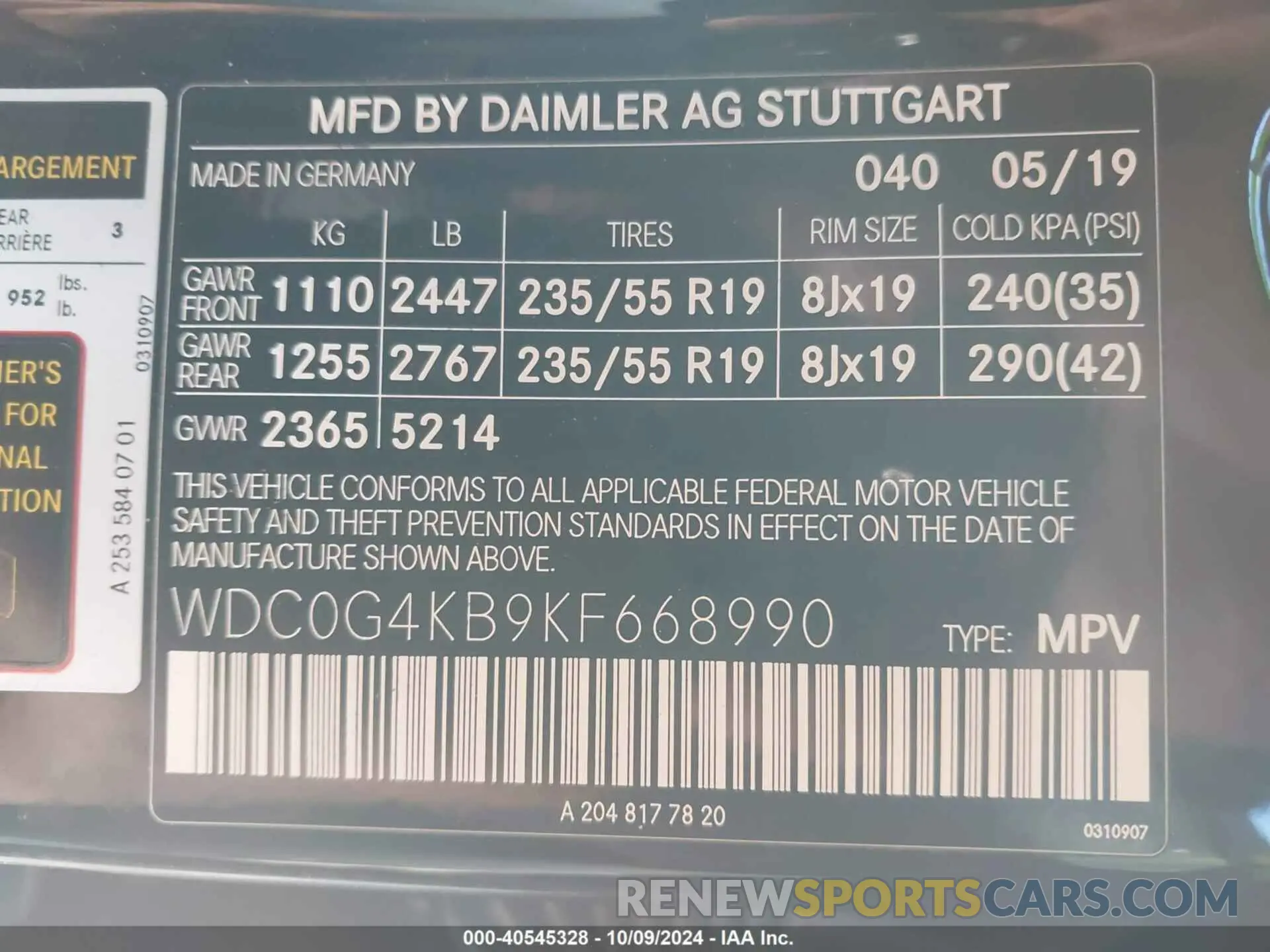 9 Photograph of a damaged car WDC0G4KB9KF668990 MERCEDES-BENZ GLC 300 2019
