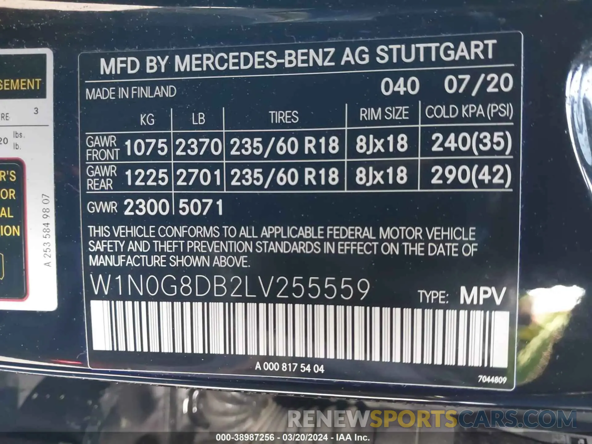 9 Photograph of a damaged car W1N0G8DB2LV255559 MERCEDES-BENZ GLC 300 2020