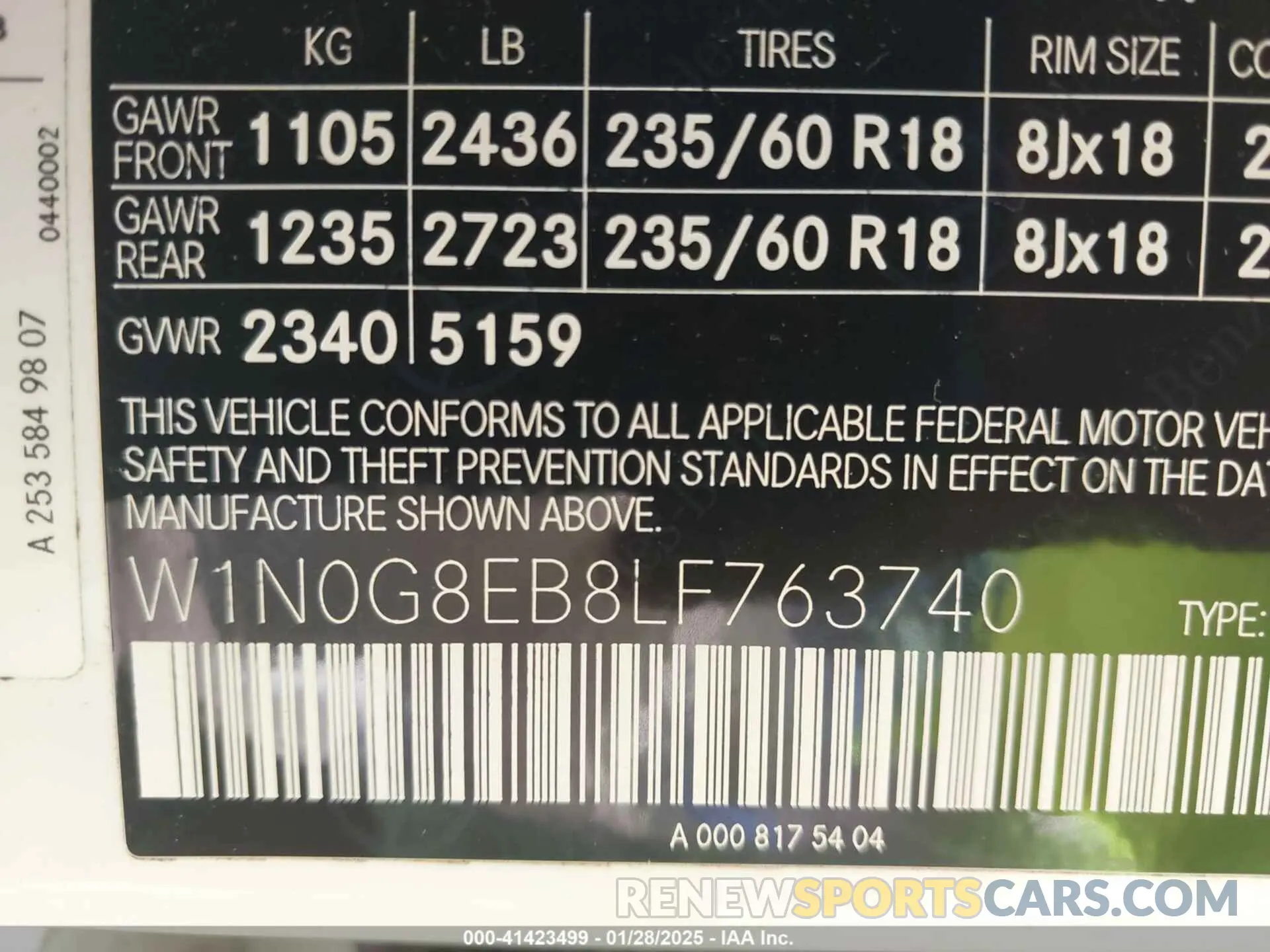 9 Фотография поврежденного автомобиля W1N0G8EB8LF763740 MERCEDES-BENZ GLC 300 2020