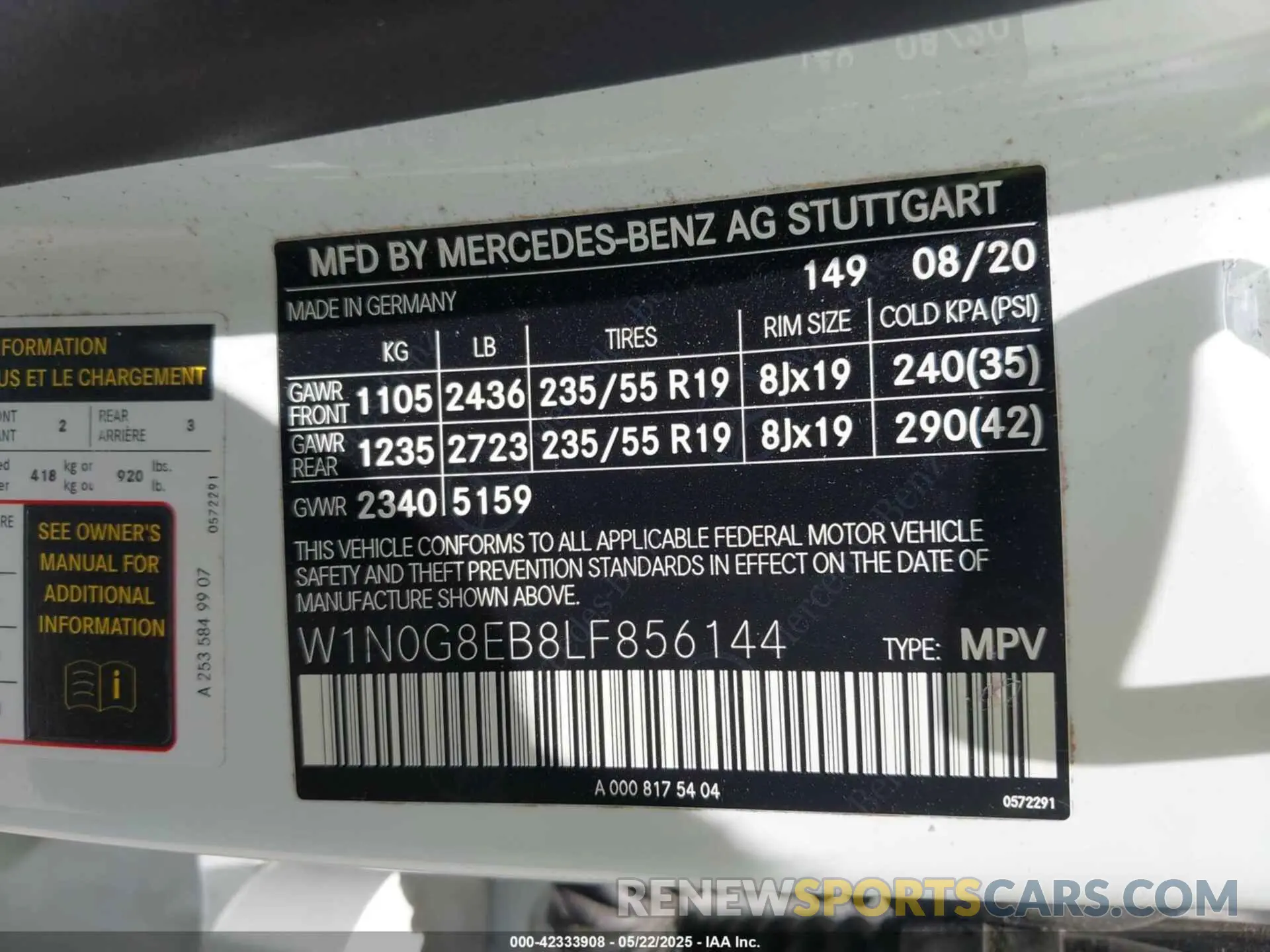 9 Photograph of a damaged car W1N0G8EB8LF856144 MERCEDES-BENZ GLC 300 2020