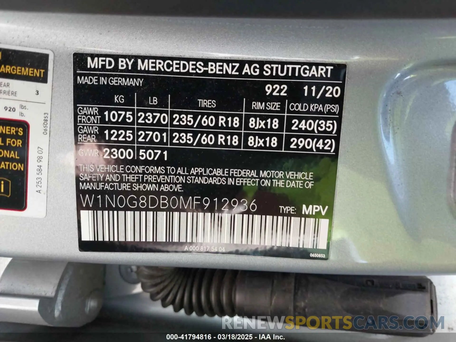 9 Фотография поврежденного автомобиля W1N0G8DB0MF912936 MERCEDES-BENZ GLC 300 2021