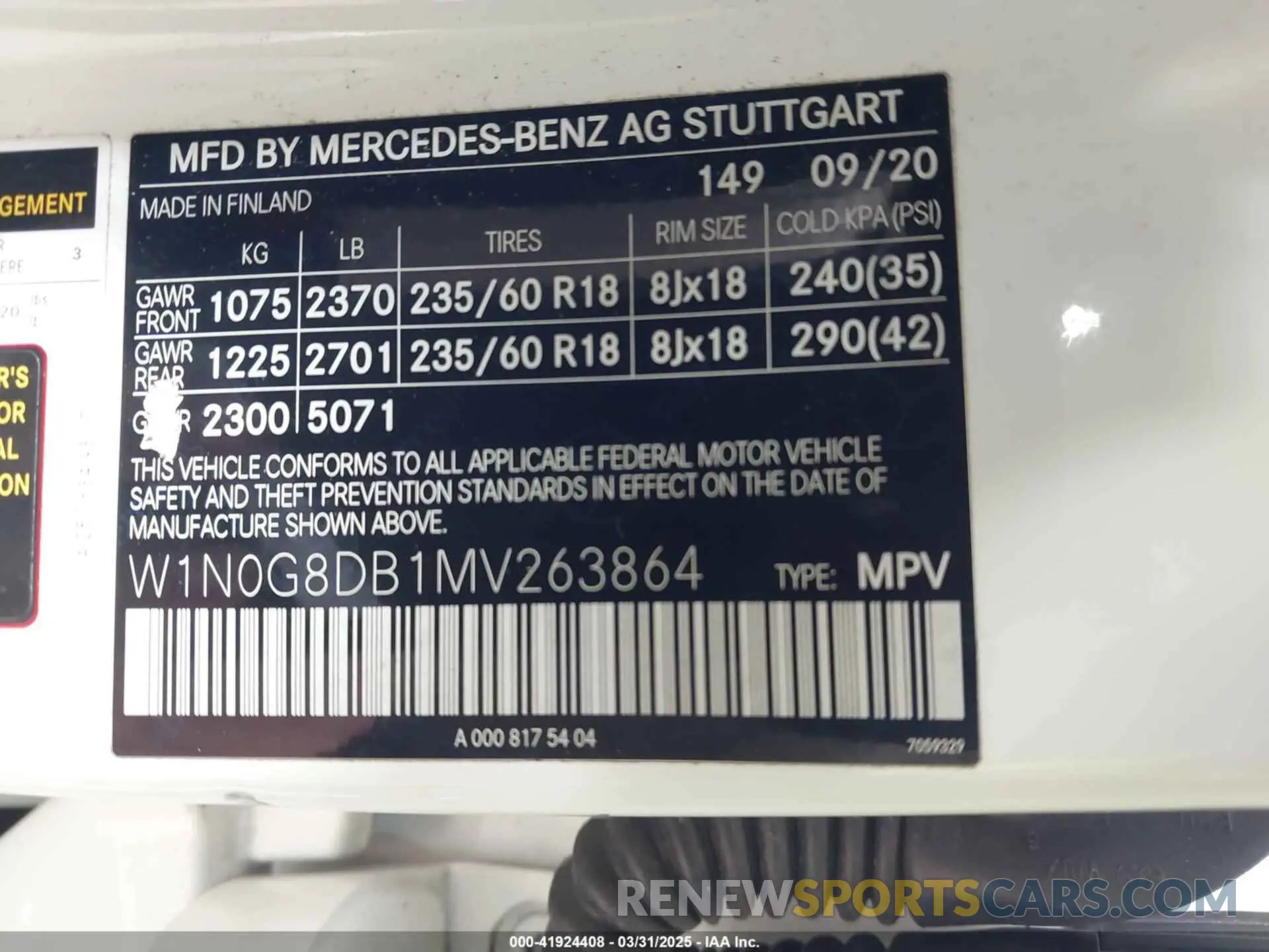 9 Photograph of a damaged car W1N0G8DB1MV263864 MERCEDES-BENZ GLC 300 2021
