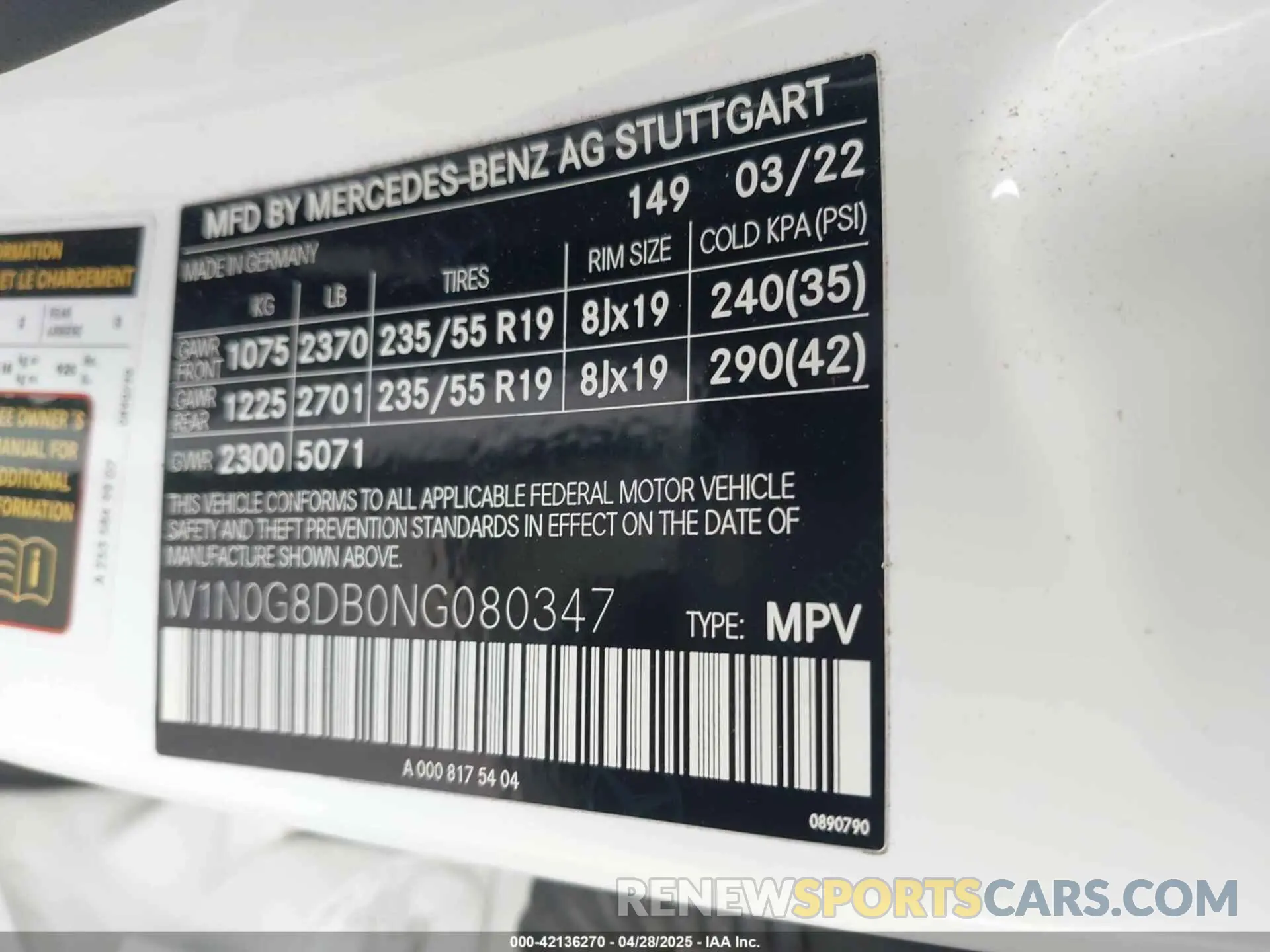 9 Фотография поврежденного автомобиля W1N0G8DB0NG080347 MERCEDES-BENZ GLC 300 2022