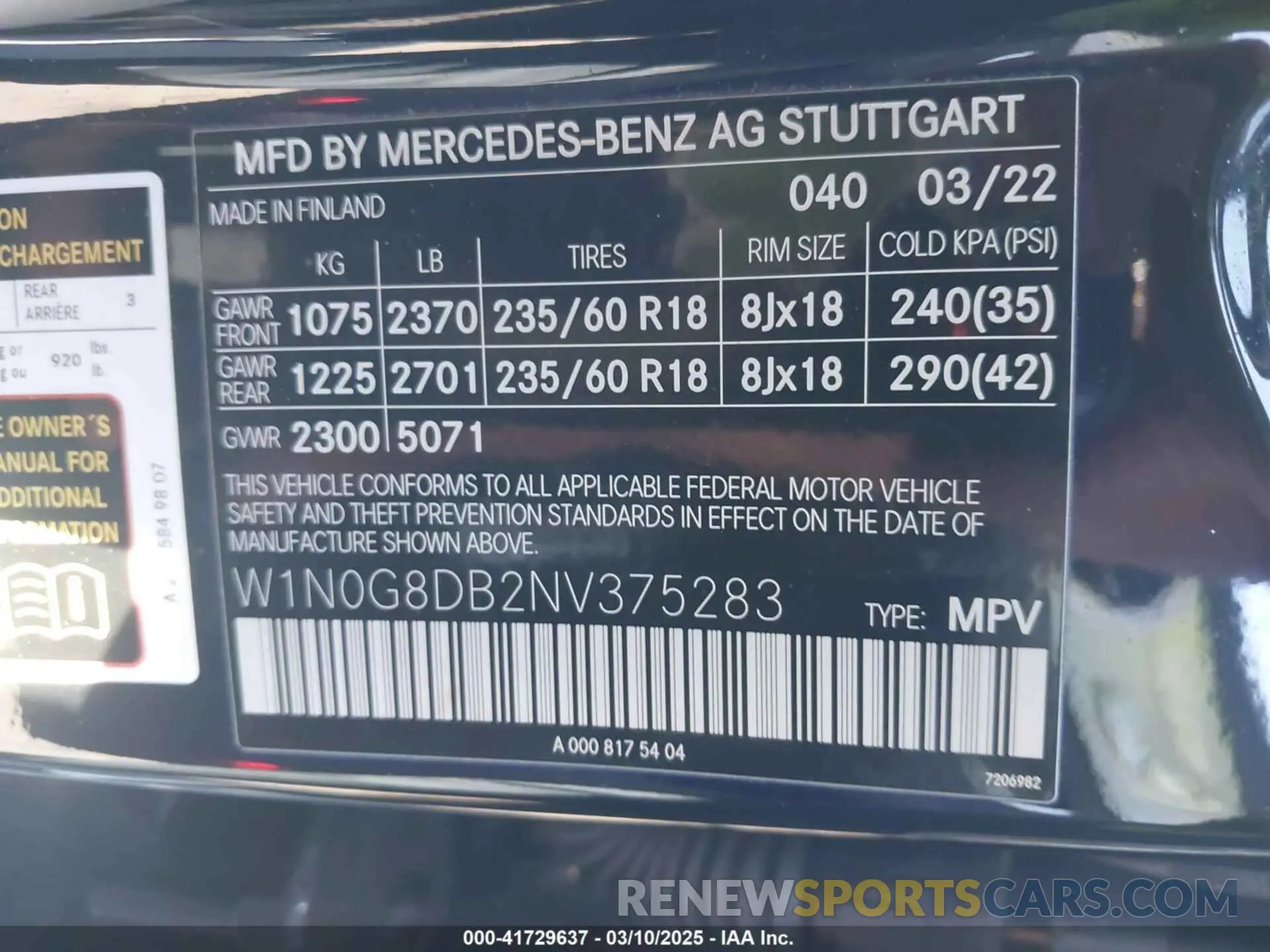 9 Photograph of a damaged car W1N0G8DB2NV375283 MERCEDES-BENZ GLC 300 2022