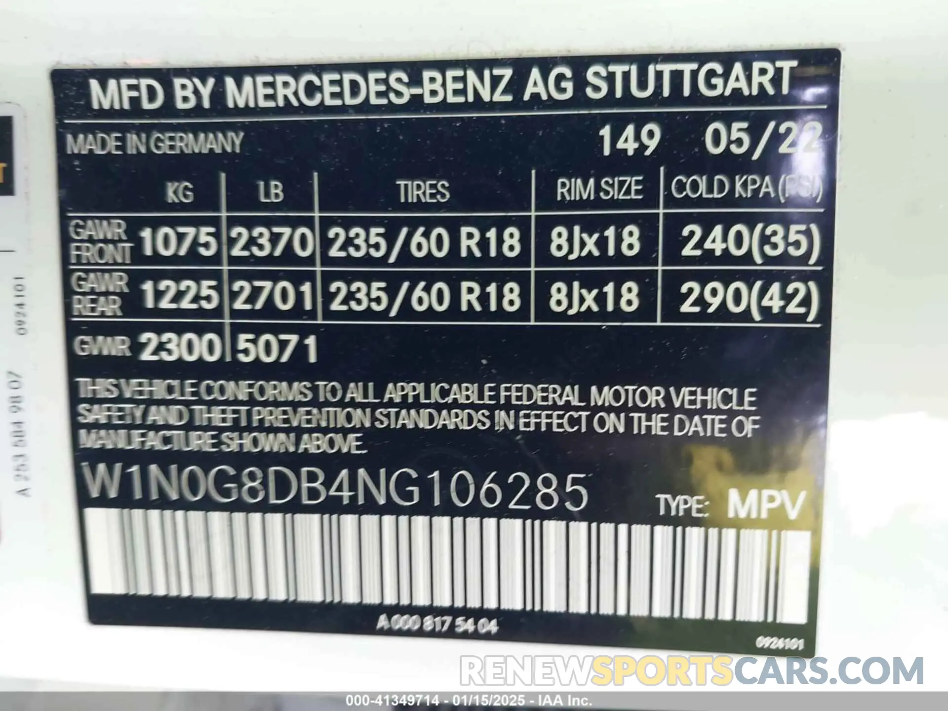 9 Фотография поврежденного автомобиля W1N0G8DB4NG106285 MERCEDES-BENZ GLC 300 2022