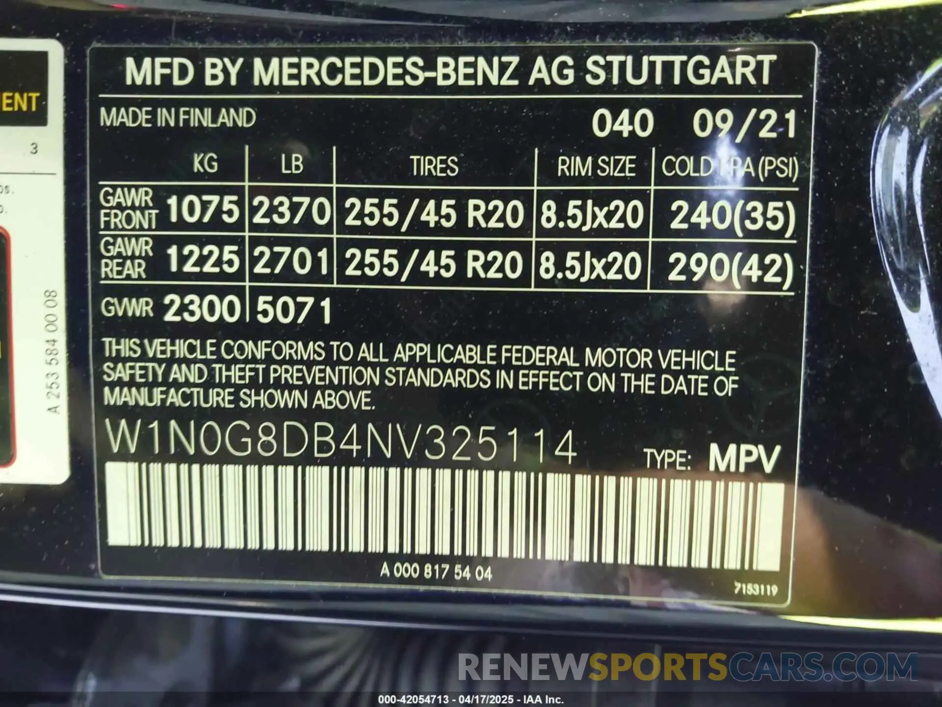 9 Photograph of a damaged car W1N0G8DB4NV325114 MERCEDES-BENZ GLC 300 2022