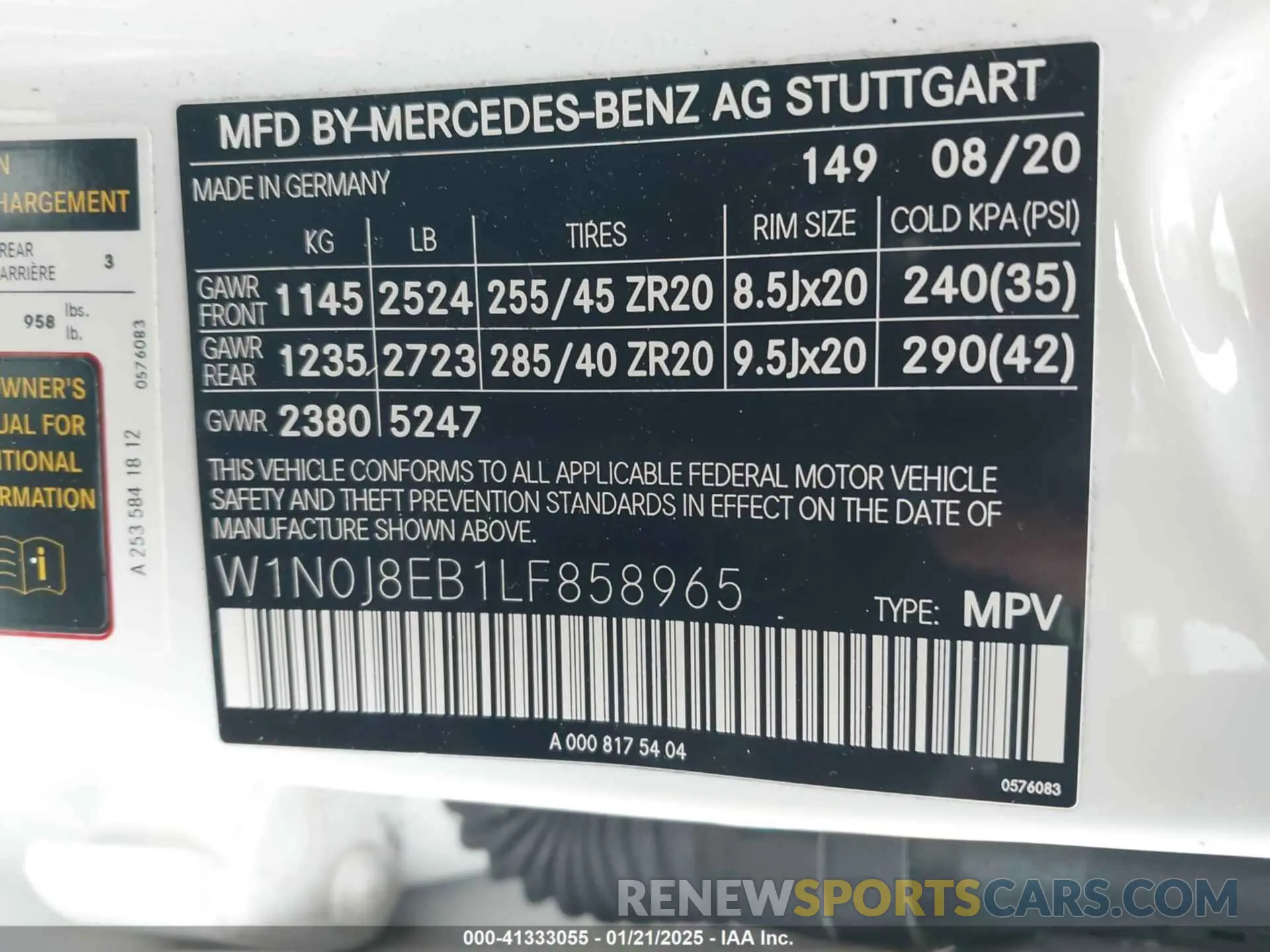 9 Photograph of a damaged car W1N0J8EB1LF858965 MERCEDES-BENZ GLC 300 COUPE 2020