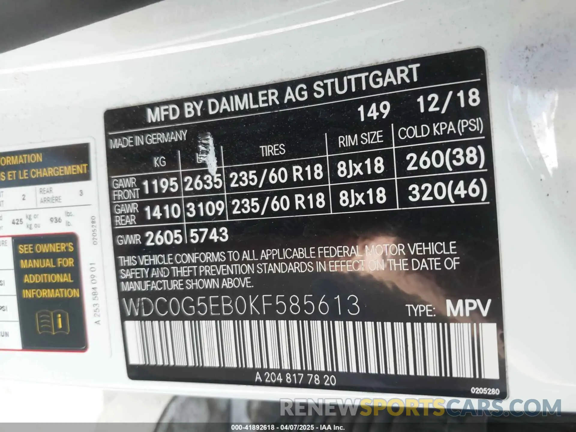 9 Photograph of a damaged car WDC0G5EB0KF585613 MERCEDES-BENZ GLC 350E 2019
