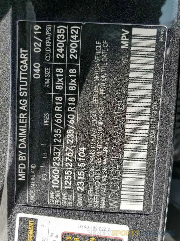 13 Photograph of a damaged car WDC0G4JB2KV171805 MERCEDES-BENZ GLC-CLASS 2019