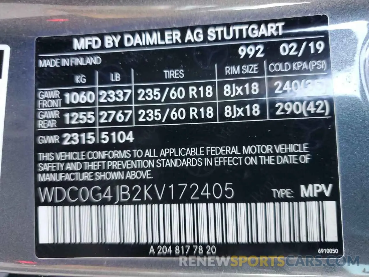 14 Photograph of a damaged car WDC0G4JB2KV172405 MERCEDES-BENZ GLC-CLASS 2019