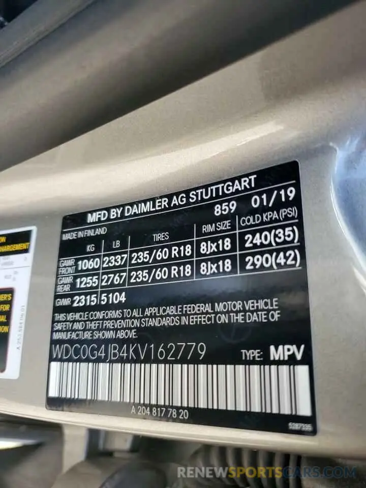 14 Photograph of a damaged car WDC0G4JB4KV162779 MERCEDES-BENZ GLC-CLASS 2019
