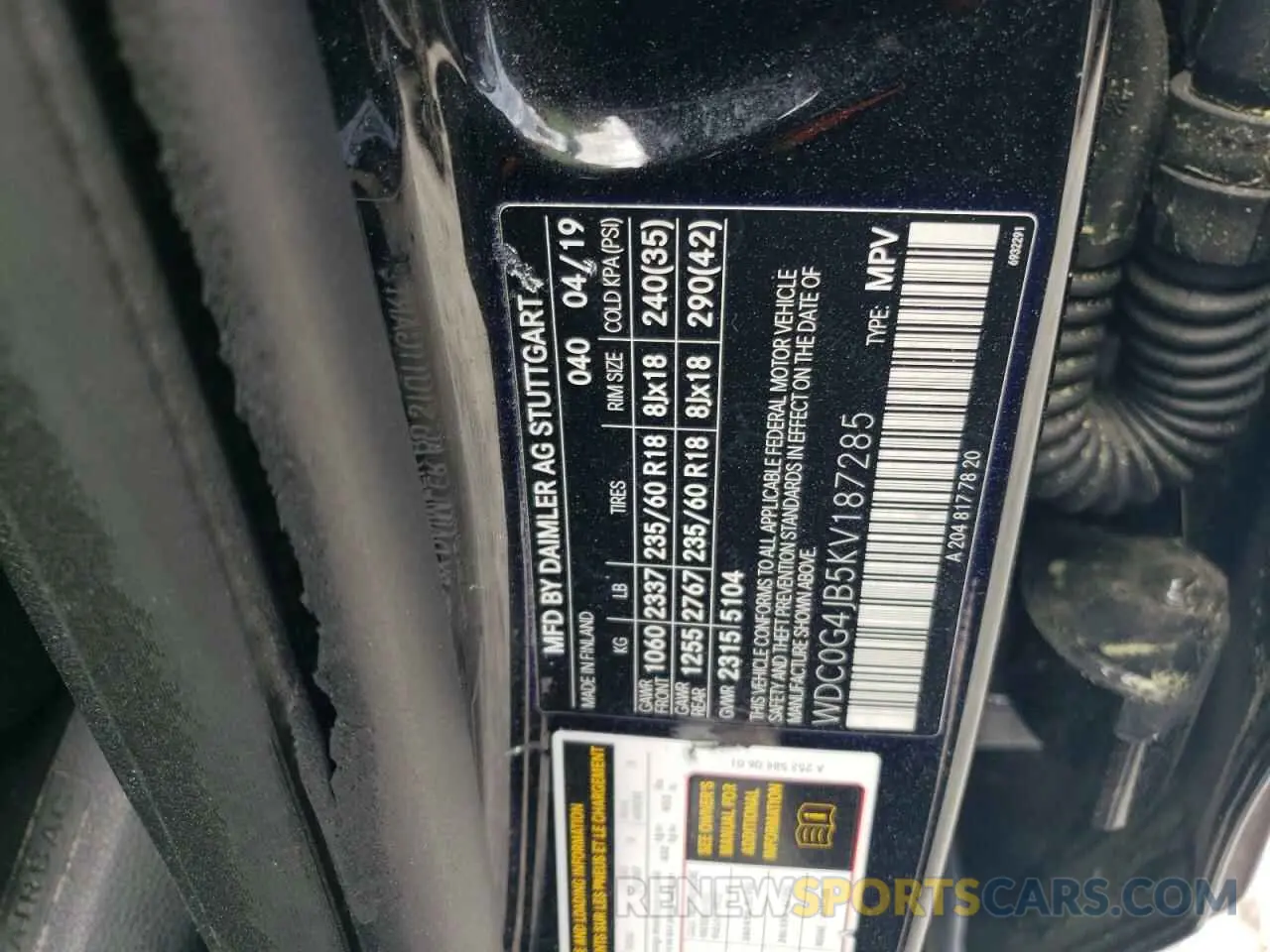 13 Фотография поврежденного автомобиля WDC0G4JB5KV187285 MERCEDES-BENZ GLC-CLASS 2019