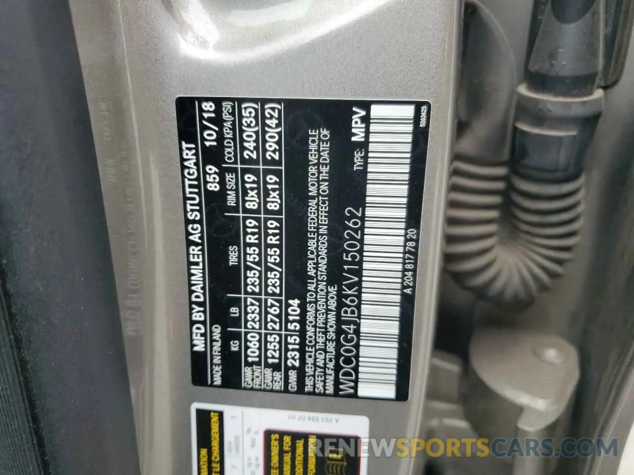14 Фотография поврежденного автомобиля WDC0G4JB6KV150262 MERCEDES-BENZ GLC-CLASS 2019