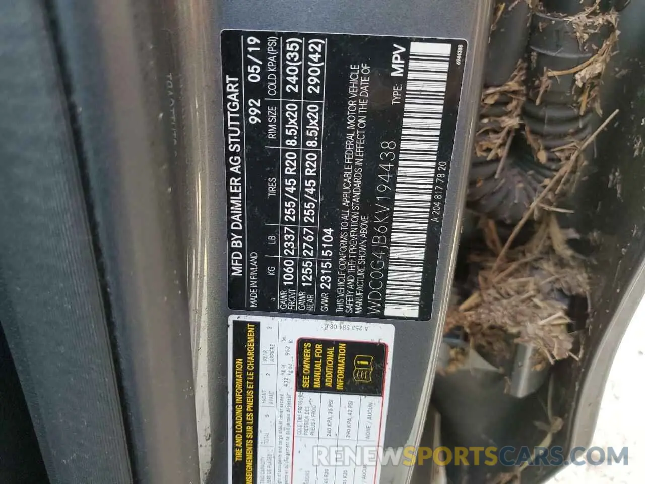 13 Фотография поврежденного автомобиля WDC0G4JB6KV194438 MERCEDES-BENZ GLC-CLASS 2019