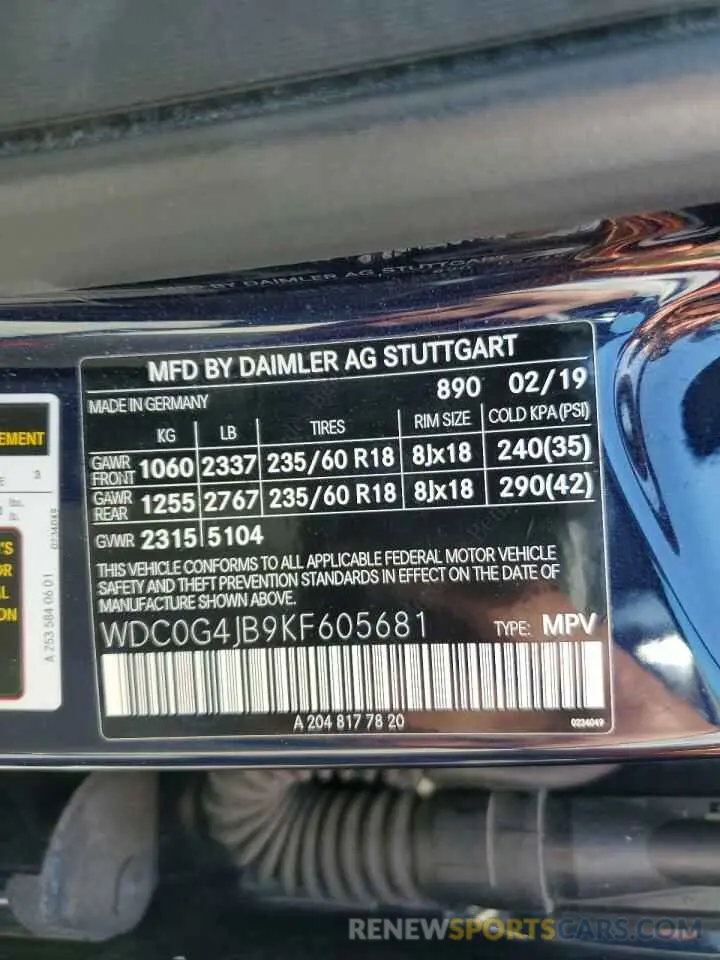 13 Фотография поврежденного автомобиля WDC0G4JB9KF605681 MERCEDES-BENZ GLC-CLASS 2019