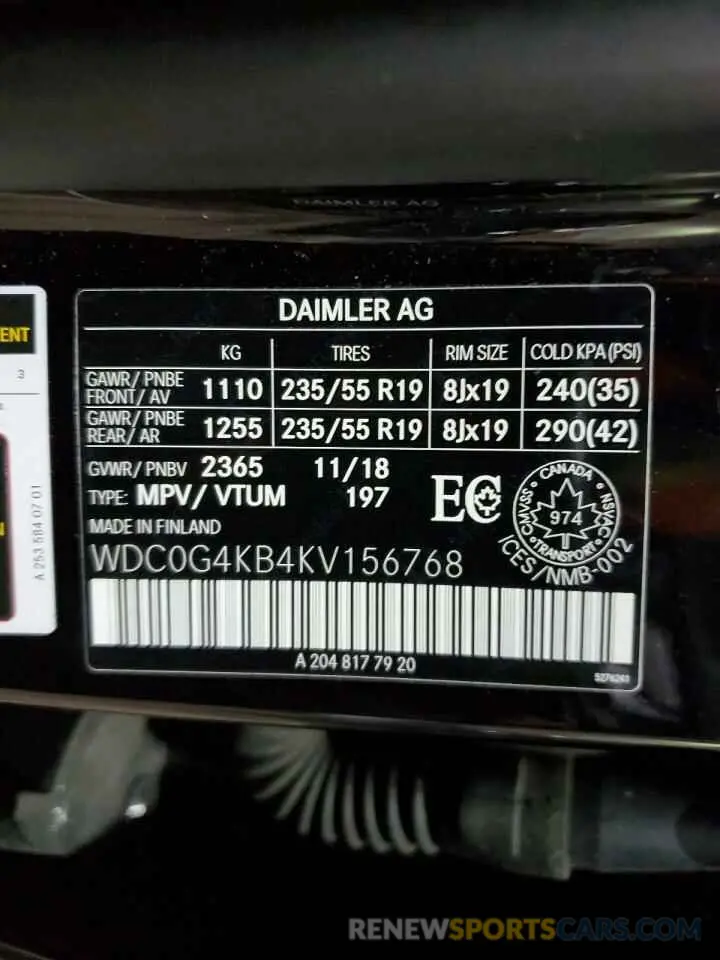 13 Фотография поврежденного автомобиля WDC0G4KB4KV156768 MERCEDES-BENZ GLC-CLASS 2019