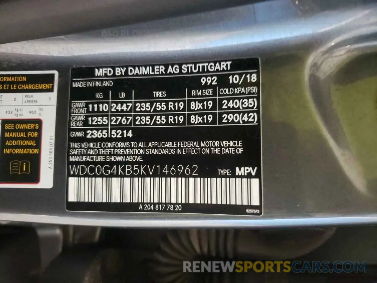 13 Фотография поврежденного автомобиля WDC0G4KB5KV146962 MERCEDES-BENZ GLC-CLASS 2019