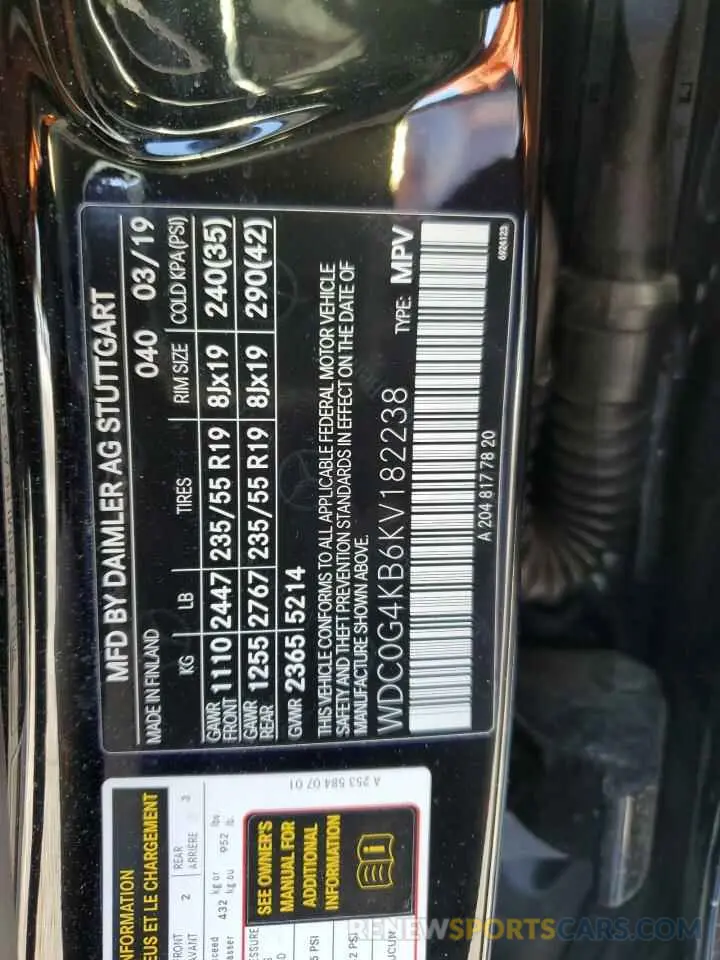 13 Фотография поврежденного автомобиля WDC0G4KB6KV182238 MERCEDES-BENZ GLC-CLASS 2019