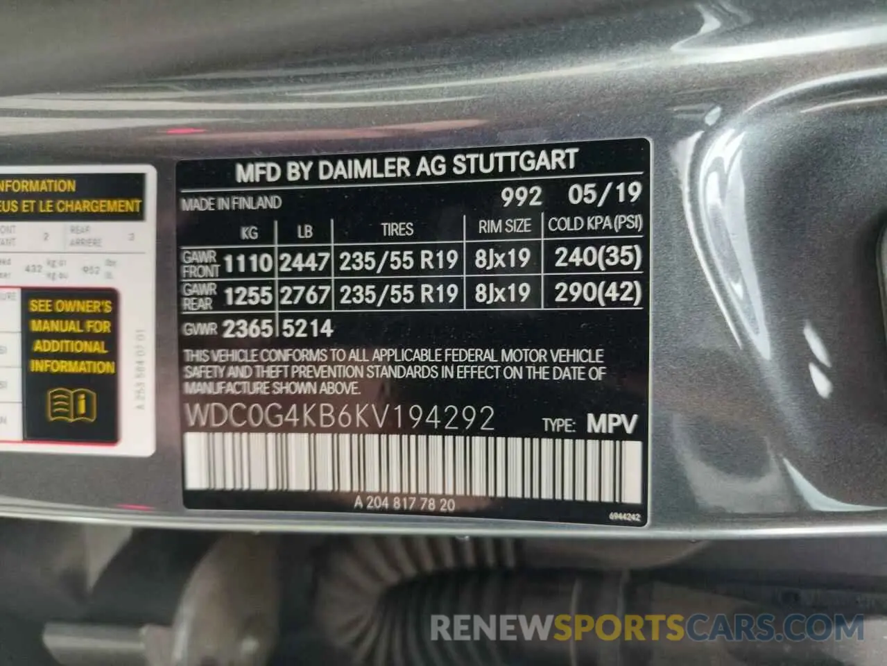 14 Photograph of a damaged car WDC0G4KB6KV194292 MERCEDES-BENZ GLC-CLASS 2019