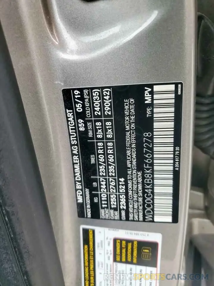 14 Photograph of a damaged car WDC0G4KB8KF667278 MERCEDES-BENZ GLC-CLASS 2019