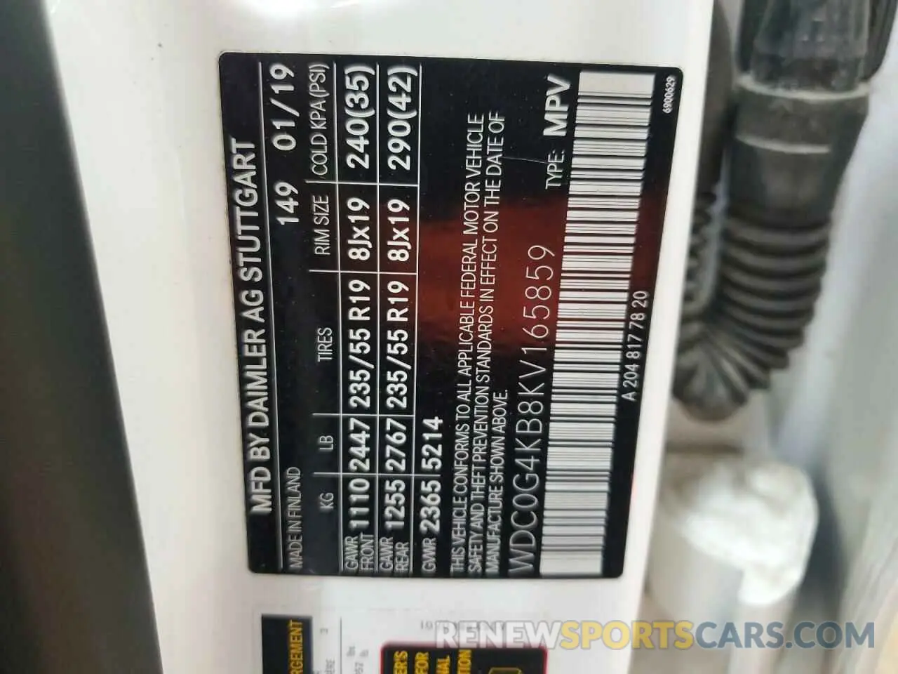 13 Фотография поврежденного автомобиля WDC0G4KB8KV165859 MERCEDES-BENZ GLC-CLASS 2019