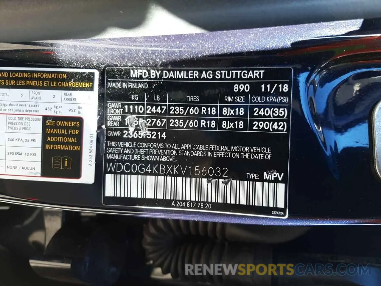 10 Photograph of a damaged car WDC0G4KBXKV156032 MERCEDES-BENZ GLC-CLASS 2019