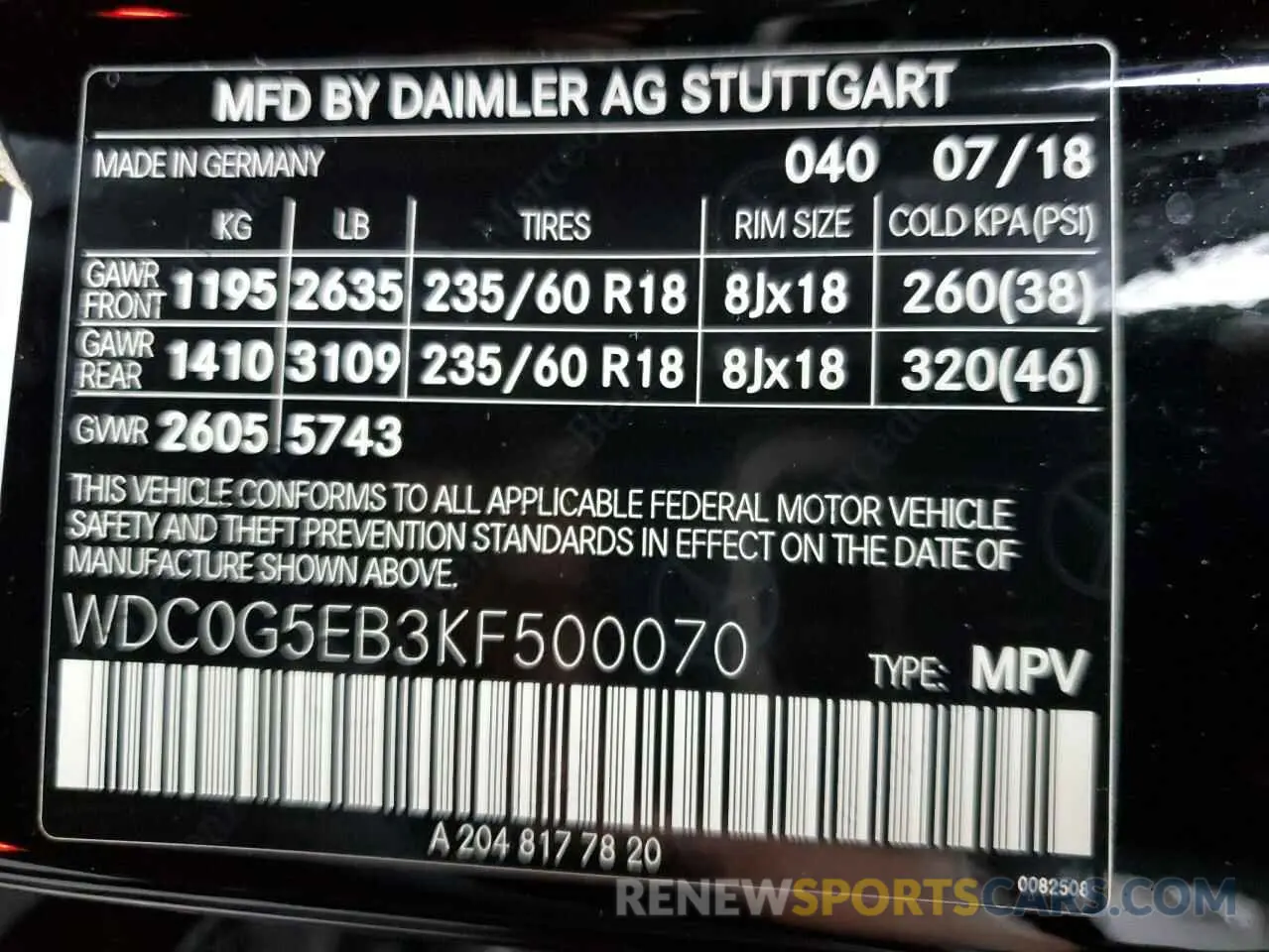10 Фотография поврежденного автомобиля WDC0G5EB3KF500070 MERCEDES-BENZ GLC-CLASS 2019