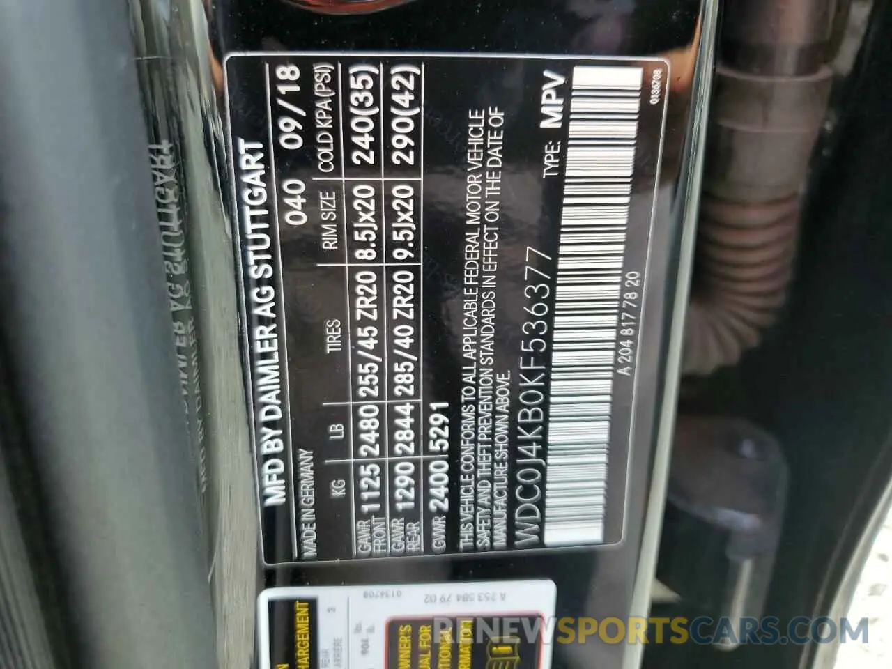 13 Photograph of a damaged car WDC0J4KB0KF536377 MERCEDES-BENZ GLC-CLASS 2019