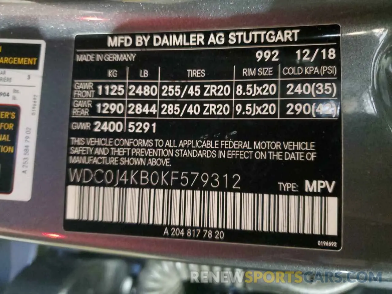 13 Photograph of a damaged car WDC0J4KB0KF579312 MERCEDES-BENZ GLC-CLASS 2019