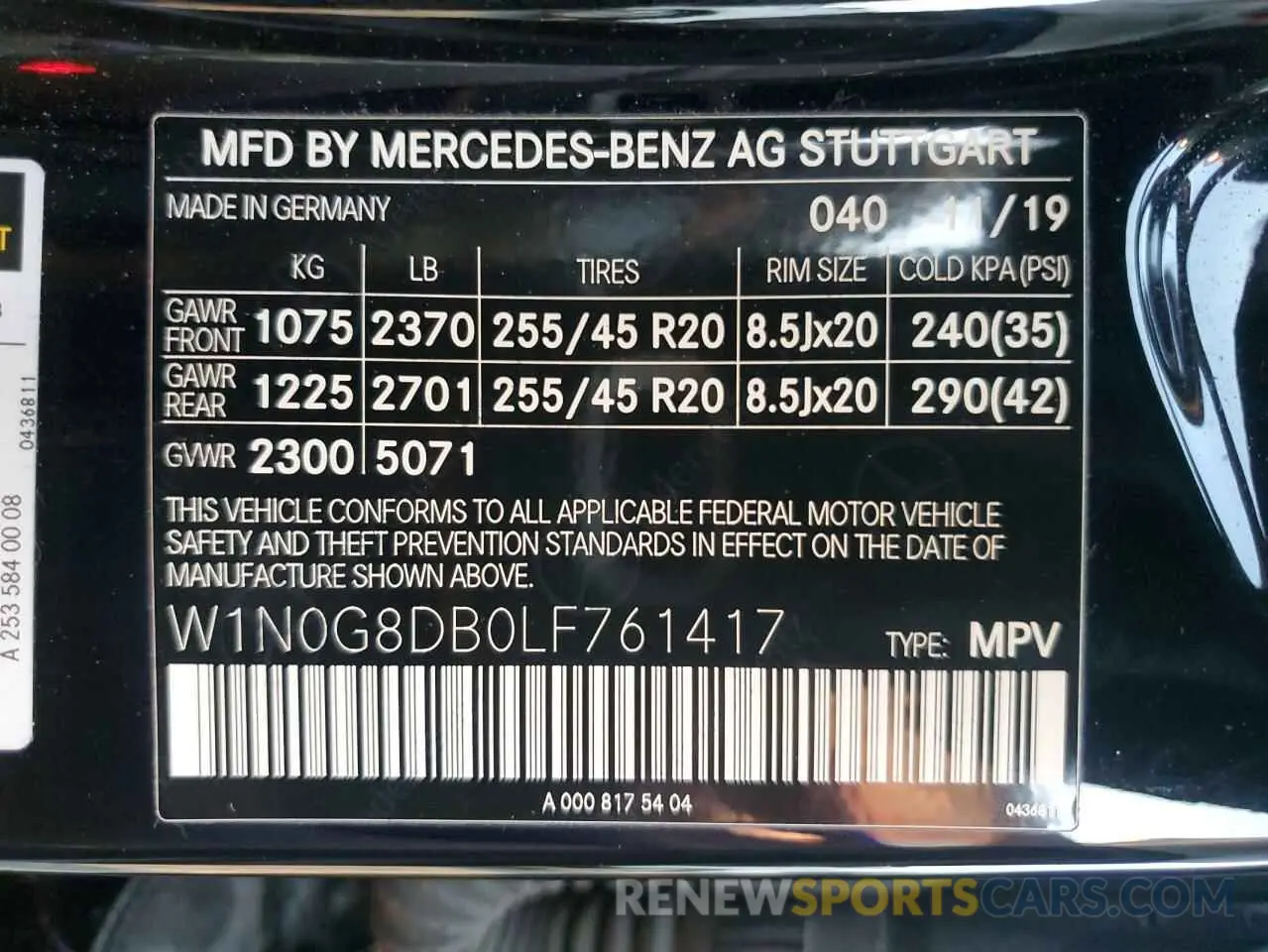 13 Фотография поврежденного автомобиля W1N0G8DB0LF761417 MERCEDES-BENZ GLC-CLASS 2020