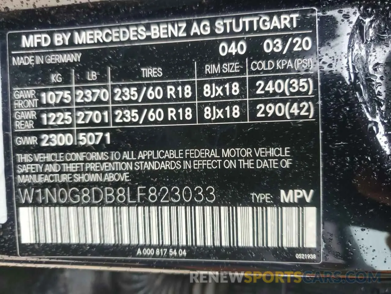 14 Photograph of a damaged car W1N0G8DB8LF823033 MERCEDES-BENZ GLC-CLASS 2020