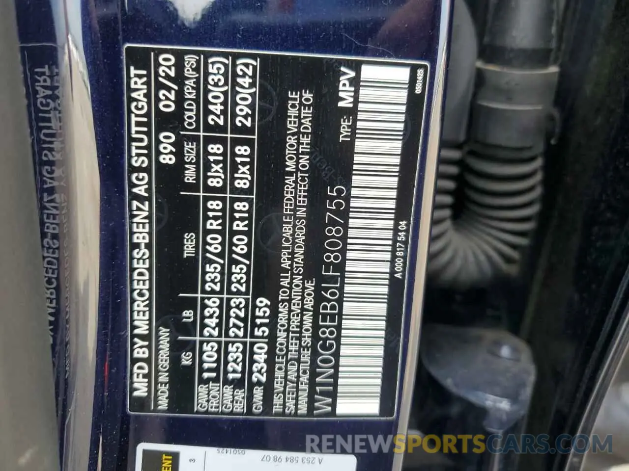 13 Фотография поврежденного автомобиля W1N0G8EB6LF808755 MERCEDES-BENZ GLC-CLASS 2020