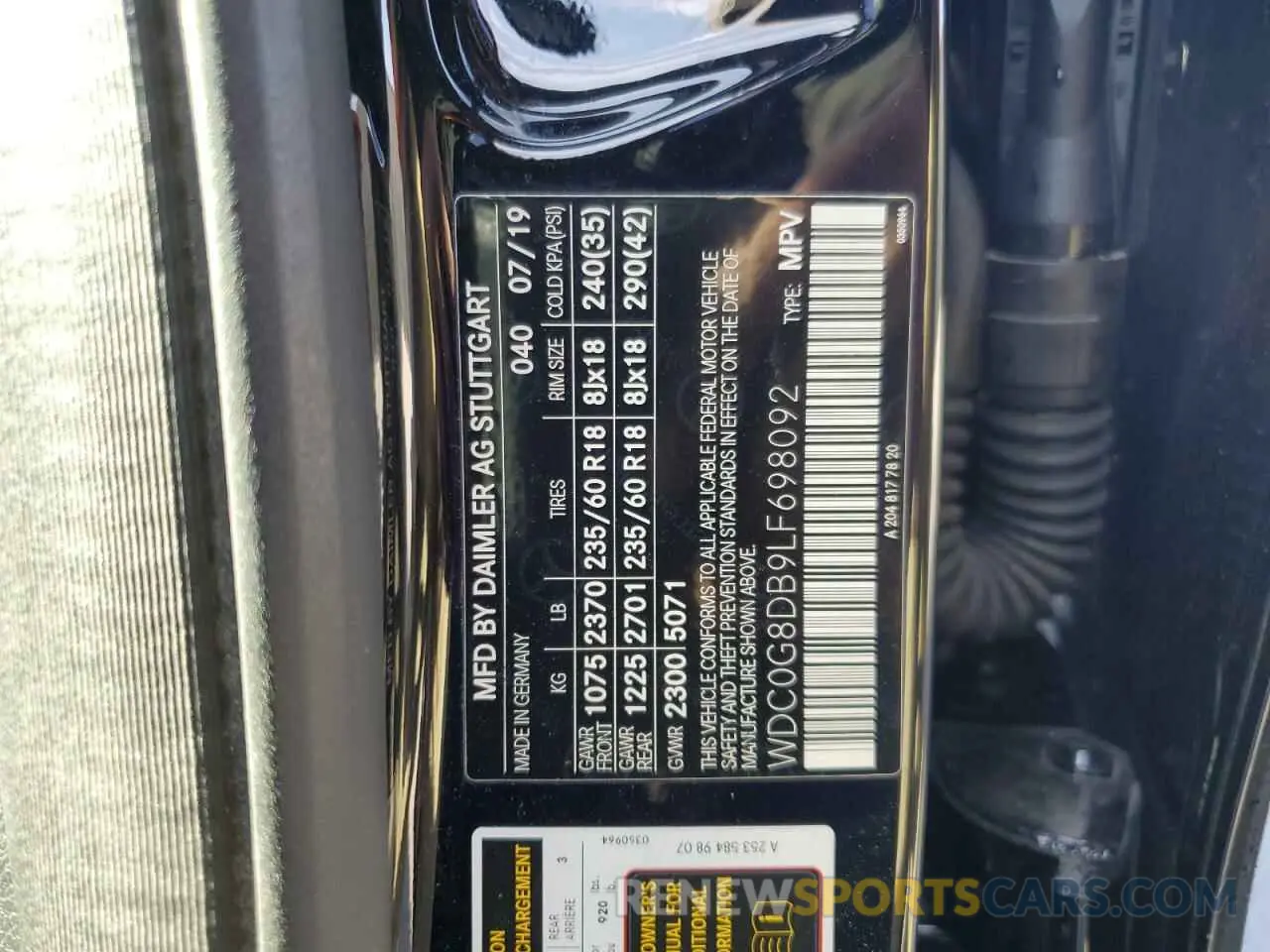 14 Photograph of a damaged car WDC0G8DB9LF698092 MERCEDES-BENZ GLC-CLASS 2020