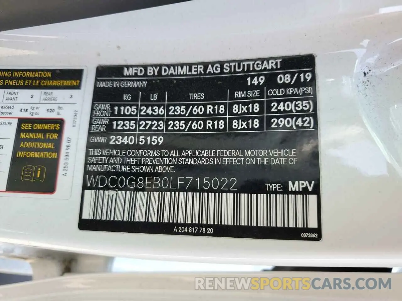 13 Фотография поврежденного автомобиля WDC0G8EB0LF715022 MERCEDES-BENZ GLC-CLASS 2020